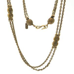 Yves Saint Laurent Necklace Long Vintage Swirl GP Yves